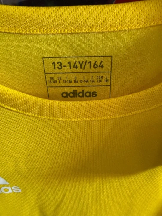 Adidas Yellow & White Athletic Jersey. Youth Large. Set of 9 - Picture 3 of 4